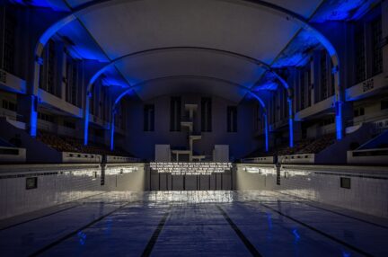 Video: Relive the unveiling of Robert Montgomery's powerful installation at Bon Accord Baths for Nuart Aberdeen 2026