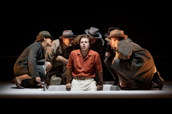 Ed Mc Vey centre as Tom Ripley the cast in THE TALENTED MR RIPLEY credit Mark Senior 1